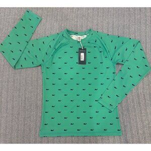 Kids Vineyard Vines Whale Print Raglan Rashguard XL Gumdrop/Navy Nylon/Lycra Per
